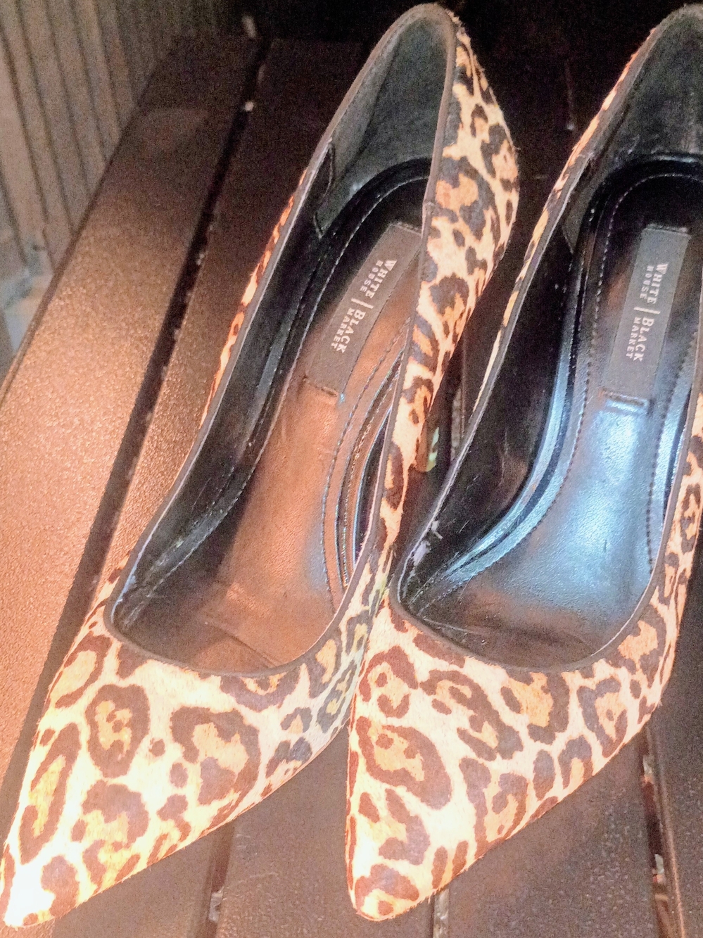 White House Black Market Leopard-Print Pointed Pumps in Brown and Black